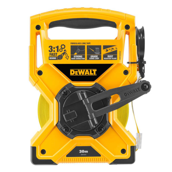 Рулетка измерительная FIBREGLASS длиной 30 м, шириной 19 мм, лента со стекловолокном DeWALT (DWHT34218-0)