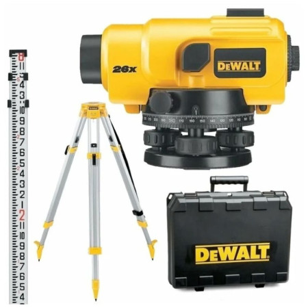 Оптический нивелир DeWALT с штативом, рейкой + кейс (DW096PK)