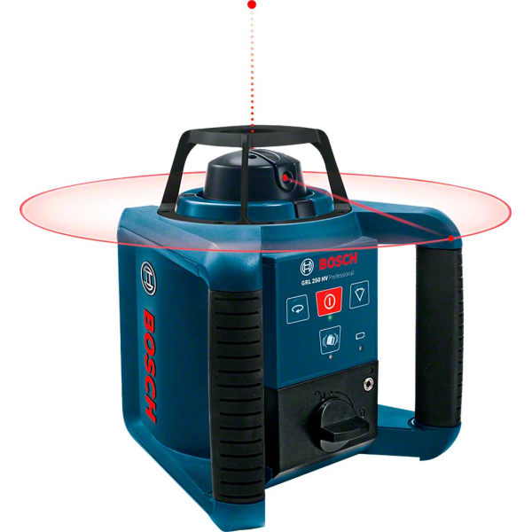 Ротационный лазерный нивелир Bosch Professional GRL 250 HV в кейсе с пультом RC1, очками, мишенью (0601061600)