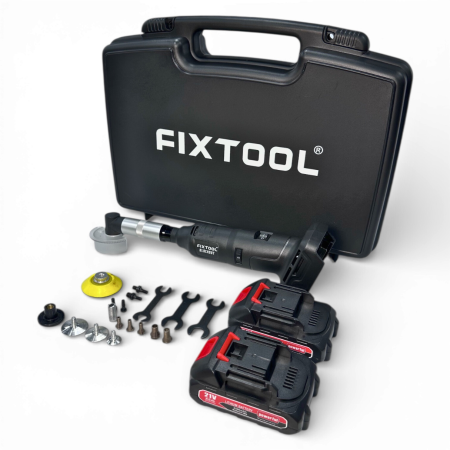 Кутова акумуляторна шліфувальна машина FIXTOOL Pomogator BLACKOUT з 2 АКБ 2,5A 18V (FIX200WBAT22BK)