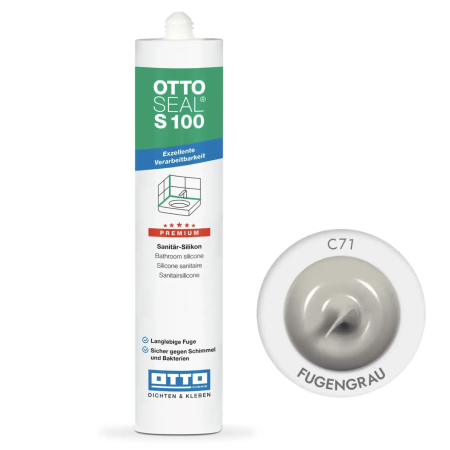 Силіконовий герметик OttoSeal S100 C71 (Fugengrau), 300 мм (S100C71)