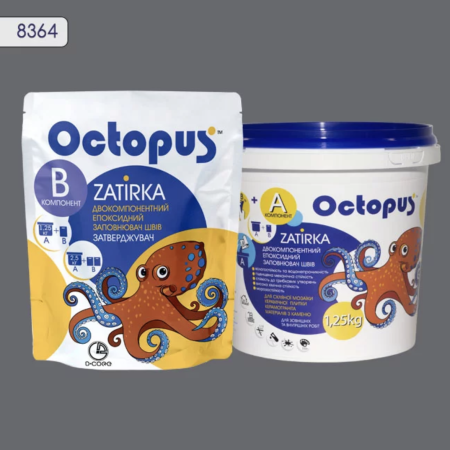 Двокомпонентна епоксидна фуга Octopus Zatirka колір 8364, сіро фіолетовий 1,25 кг (8364-1)