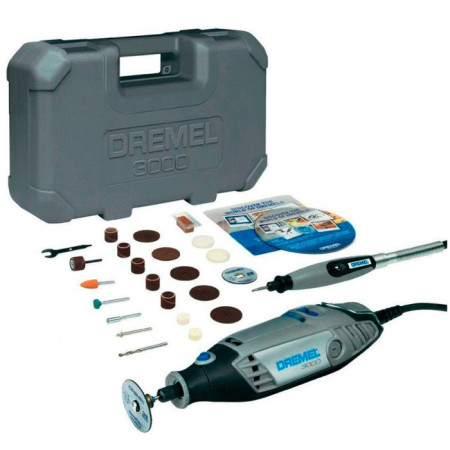 Многофункциональный гравер Dremel 3000 (1-25), 25 насадок + гибкий вал + пластиковый кейс (F0133000JM)
