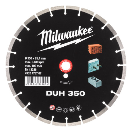 Диск алмазный MILWAUKEE DUH 350, Ø350мм (железобетон, кирпич) (4932478707)