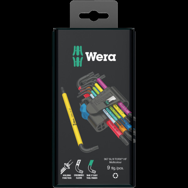 Набір Г-подібних ключів WERA, 967/9 TX Multicolour HF 1, з фіксуючою функцією (05024179001)