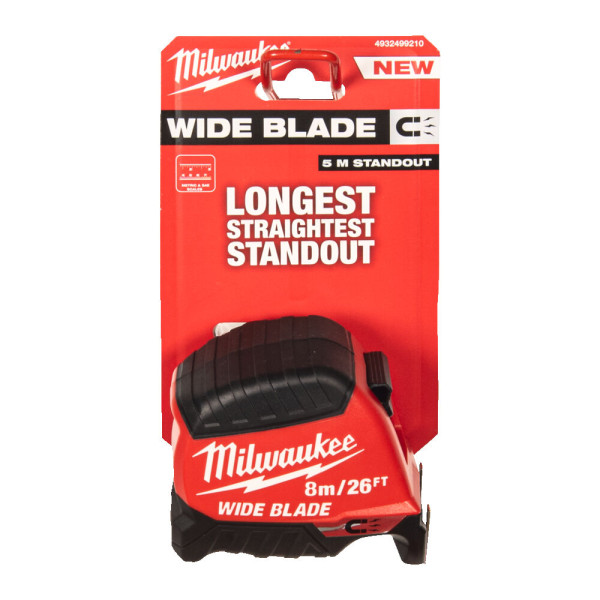 Рулетка магнитная WIDE BLADE MAGNETIC MILWAUKEE (Gen2), (холст 35мм), 8м/26фт (4932499210)
