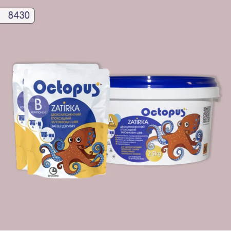 Двокомпонентна епоксидна фуга Octopus Zatirka колір сіро-рожевий 8430 2,5 кг (8430-2)