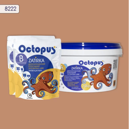 Двухкомпонентная эпоксидная затирка Octopus Zatirka цвет коричнево-персиковый 8222  2,5 кг (8222-2)