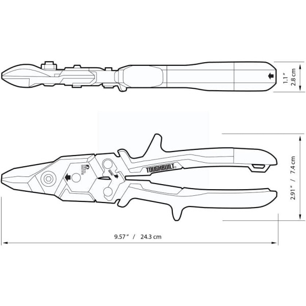 Ножиці по металу TOUGHBUILT Bulldog, 243 мм (TB-H4-60-B-BEA)