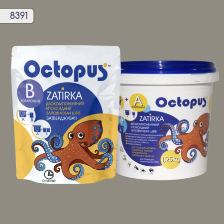 Двокомпонентна епоксидна фуга Octopus Zatirka колір сірий 8391 1,25 кг (8391-1)