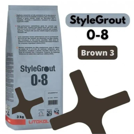 Цементная затирка StyleGrout 0-8 (Brown 3) 3 кг (SG08BRW30063)