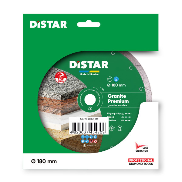 Диск алмазный Distar Granite Premium 180 мм для гранита/мрамора/габбро (11320061014)