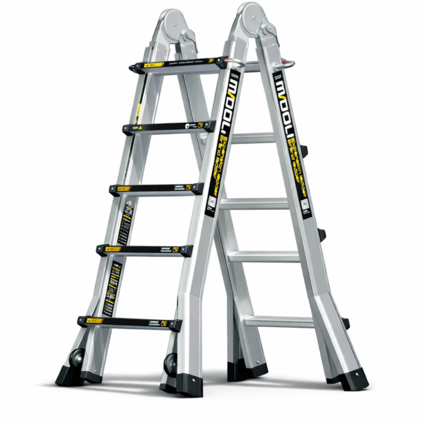 Универсальная телескопическая лестница MADOLI Bafen Midoli 5×5 ступени + колеса (FIXSTEP5P)