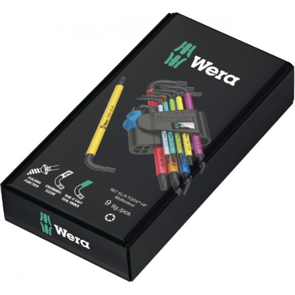 Набір Г-подібних ключів WERA, 967/9 TX Multicolour HF 1, з фіксуючою функцією (05024179001)
