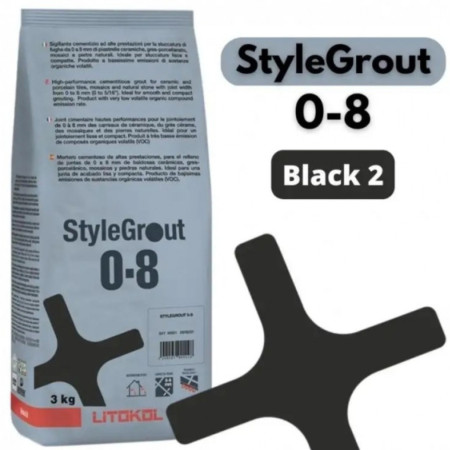 Цементная затирка StyleGrout 0-8 (Black 2) 3 кг (SG08BLK20063)