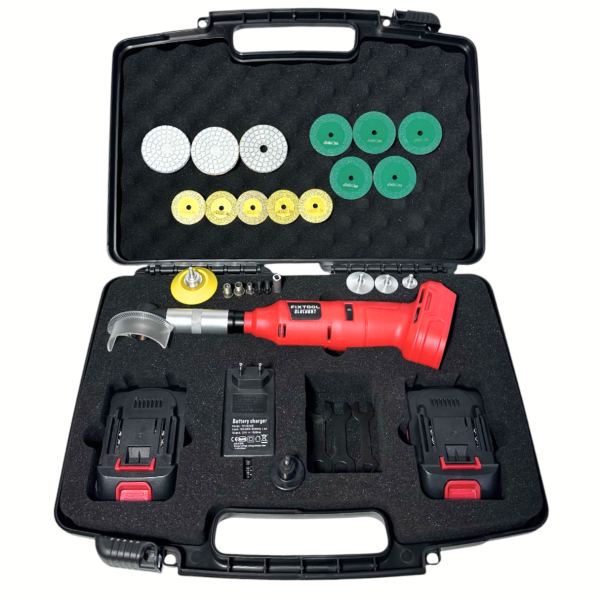 Кутова акумуляторна шліфувальна машина FIXTOOL Pomogator BLACKOUT Red з 2 АКБ 2.5A 21V (FIX100RED)